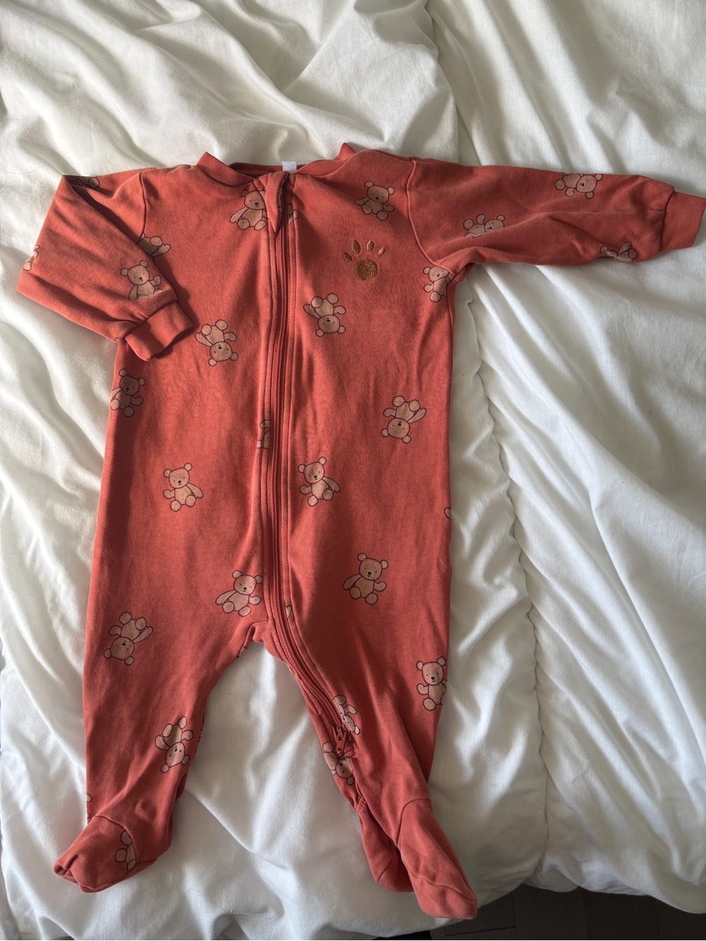 Cozy Red Bear Print Footed One-Piece Pajama